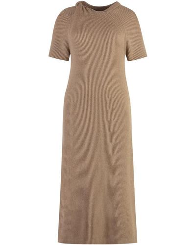 Stella McCartney Ribbed Knit Midi Dress - Natural