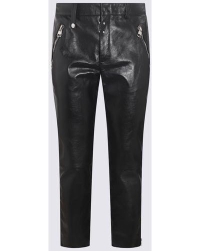 Alexander McQueen Black Leather Pants - Gray