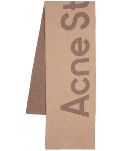 Acne Studios Logo Wool Scarf - Natural