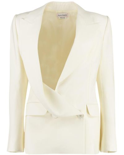 Alexander McQueen Double-breasted Wool Jacket - White