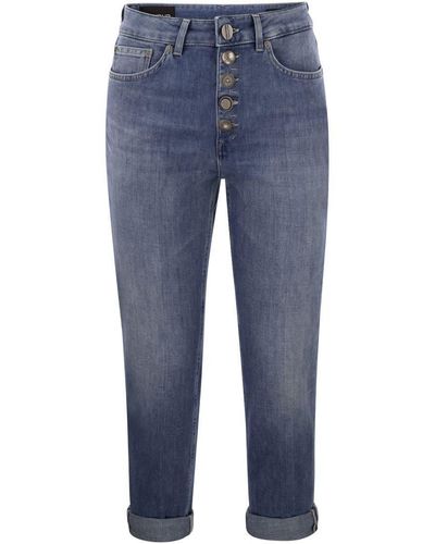 Dondup Koons - Loose Jeans With Jewelled Buttons - Blue
