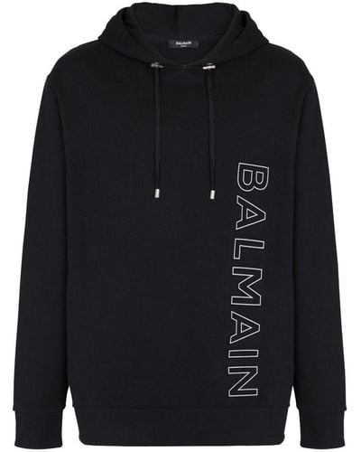 Balmain Logo-print Hoodie Sweater - Blue