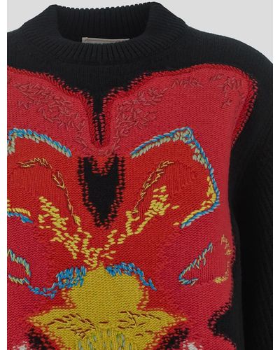 Alexander McQueen Orchid Intarsia Oversized Sweater - Multicolor