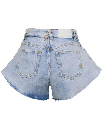 Pinko Light Shorts With Logo Patch And Embroidery - Blue