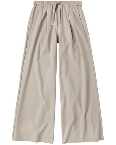 Closed Wide Leg Trousers - Natural