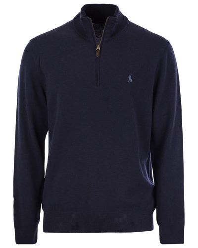 Polo Ralph Lauren Wool Pullover With Half Zip - Blue