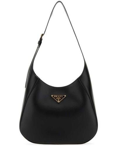 Prada Brand-plaque Leather Shoulder Bag - Black