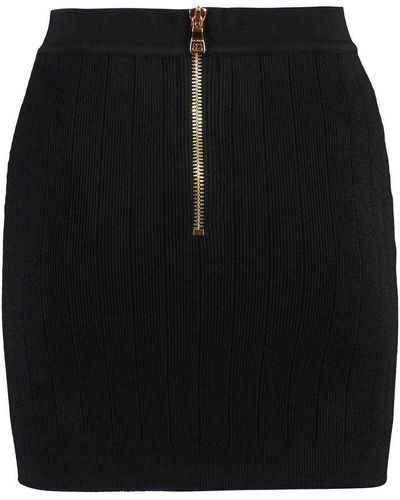 Balmain High Waist Buttoned Mini Skirt - Black