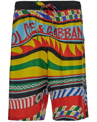 Dolce & Gabbana Shorts With All-Over Carretto Print - Multicolour