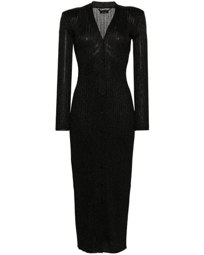 Tom Ford V-neck Cardigan Dress - Black