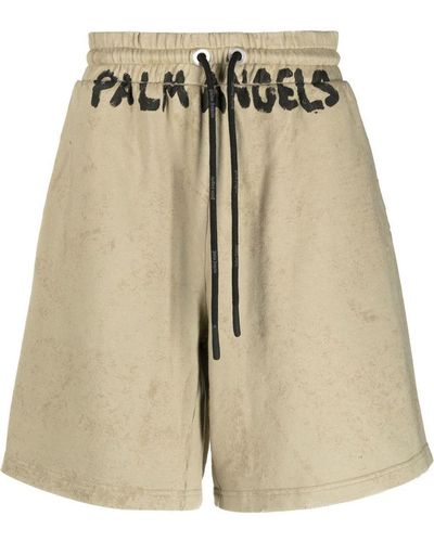 Palm Angels Seasonal Logo-print Drawstring Shorts - Natural