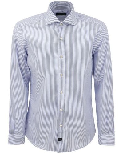 Fay Cotton French Collar Shirt - Blue
