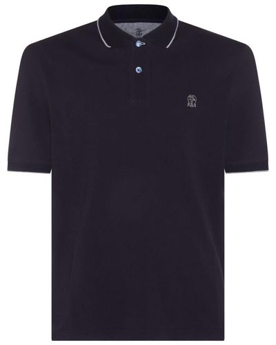 Brunello Cucinelli Dark Navy Cotton Polo Shirt - Blue