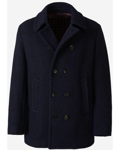 Etro Double-breasted Wool Coat - Blue
