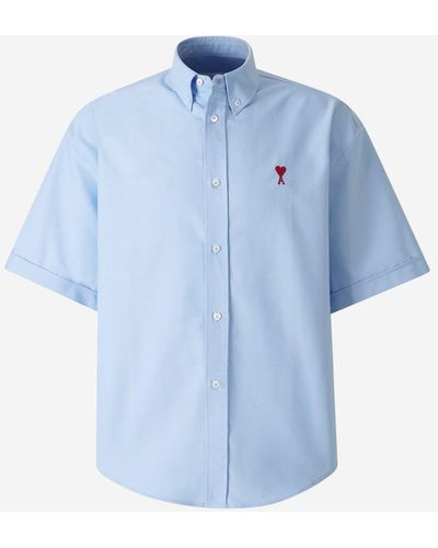Ami Paris Logo Cotton Shirt - Blue