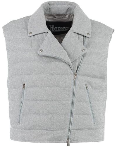 Herno Metallic Cropped Vest - Grey