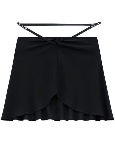 Courreges Slash Ellipse Crepe Jerse Mini Skirt - Black