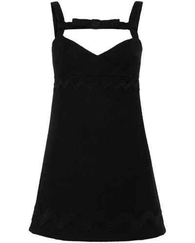 Patou Scallop-Trim Mini Dress - Black