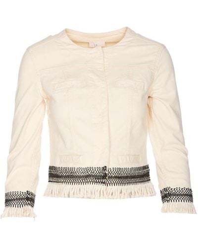 Liu Jo Cotton Jacket With Fringes - Natural