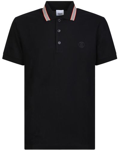 Burberry Icon Stripe Collar Polo Shirt - Black