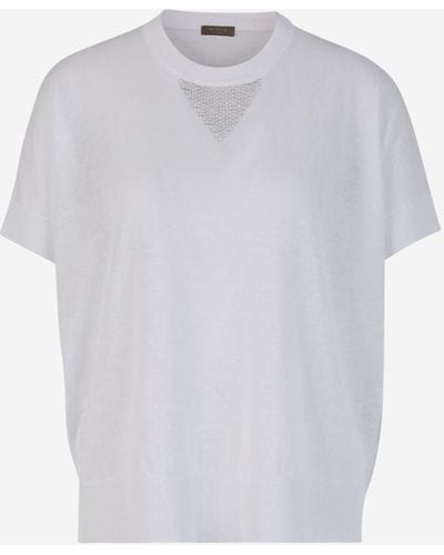 Peserico Metallic Knit Top - White