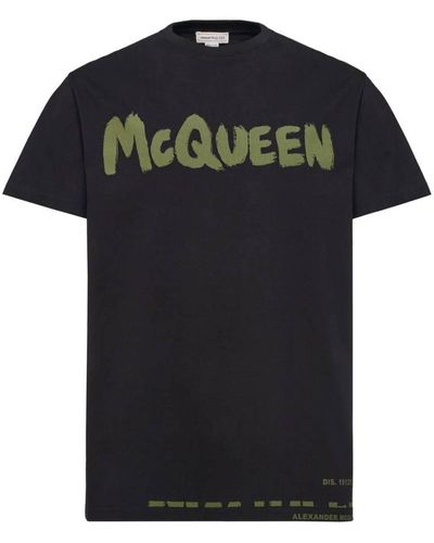 Alexander McQueen Graffiti Cotton T-shirt - Black