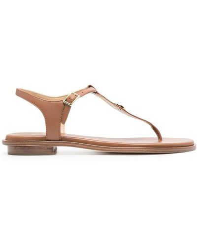MICHAEL Michael Kors Mallory Leather Thong Sandals - Brown
