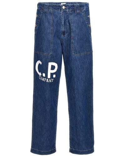 C.P. Company Logo Print Jeans - Blue