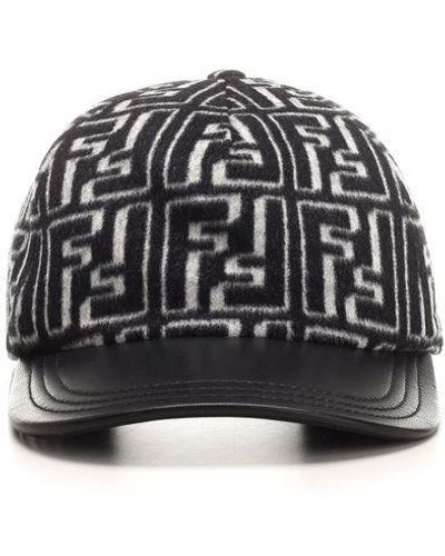 Fendi Ff Monogram Canvas Cap - Black