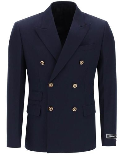Versace Tailored Jacket With Medusa Buttons - Blue