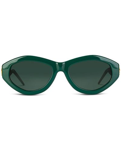 Casablanca Geometric Acetate Sunglasses With Logo Plaque - Green