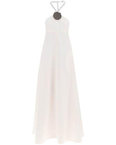 Jil Sander Long Dress With Necklace - White