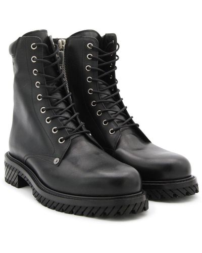 Off-White c/o Virgil Abloh Men Combat Lace Up Boots - Black