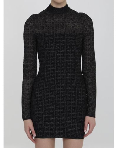 Balmain Pb Labyrinth Knit Dress - Black