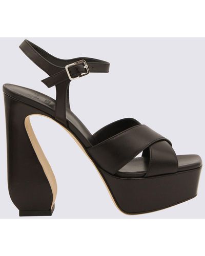 SI ROSSI Black Leather Sandals