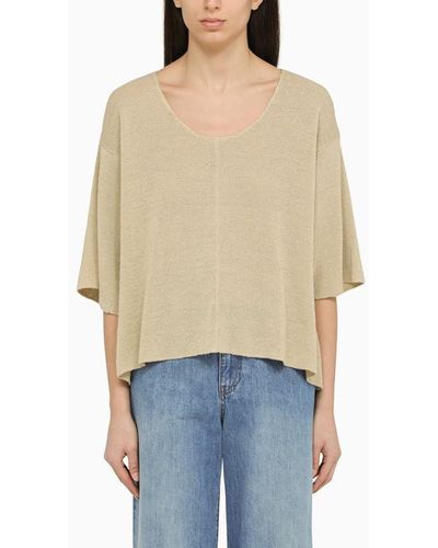 The Row Linen Crew Neck Sweater - Natural
