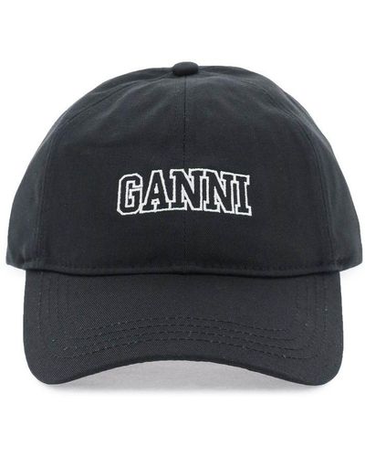 Ganni Organic Cotton Baseball Cap - Black