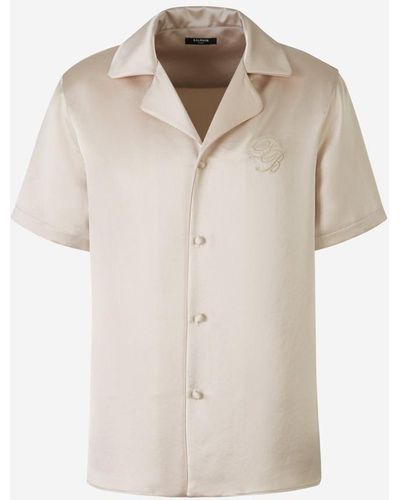 Balmain Satin Logo Shirt - White