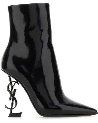 Saint Laurent Opyum Leather Ankle Boots - Black
