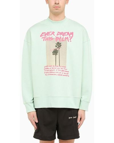 Palm Angels Mint Crewneck Sweatshirt With Print - Green