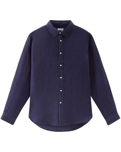 Woolrich Linen Shirt Gd - Blue