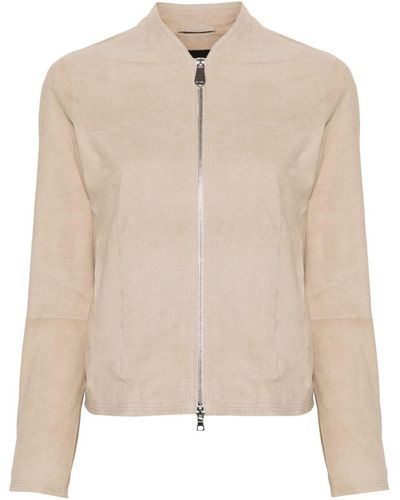 Peuterey Lover Suede Leather Jacket - Natural