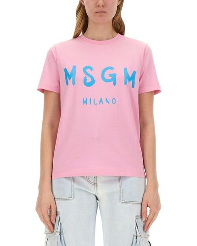 MSGM T-Shirt With Logo - Red
