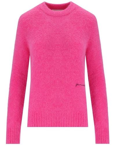 Ganni Fuchsia Crewneck Sweater - Pink