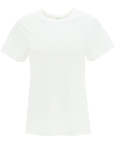 Totême Monogram-embroidered Curved T-shirt - White