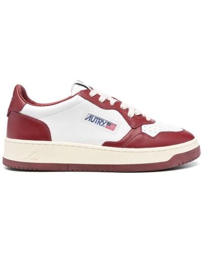 Autry And White Two-tone Leather Medalist Low Sneakers - Pink