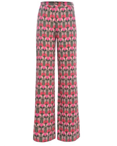 Pinko Flare Flower Liberty Trousers - Red