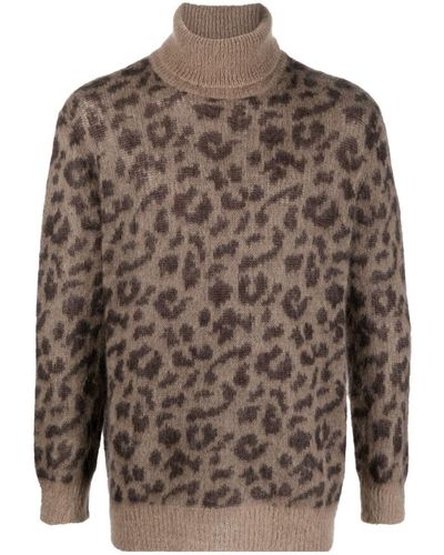 P.A.R.O.S.H. Leopard-print Roll-neck Sweater - Brown