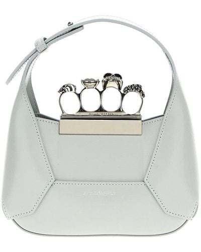 Alexander McQueen The Jeweled Hobo Mini Hand Bags White - Gray
