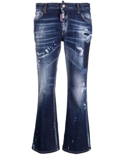 DSquared² Five Pockets Cropped Straight-leg Pants - Blue